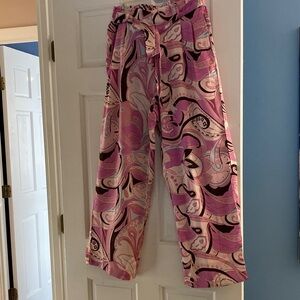 Stylish Pink Patterned Wide Leg Pants